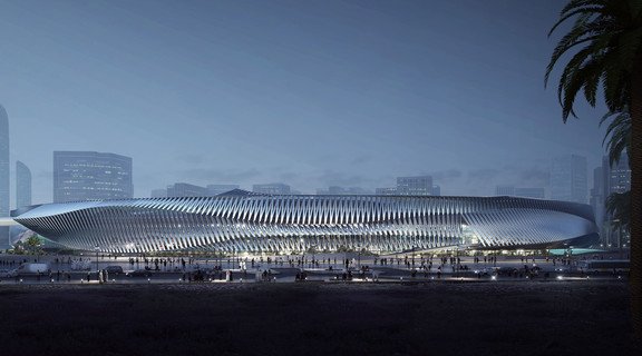 Architectural concept of a Hyperloop station